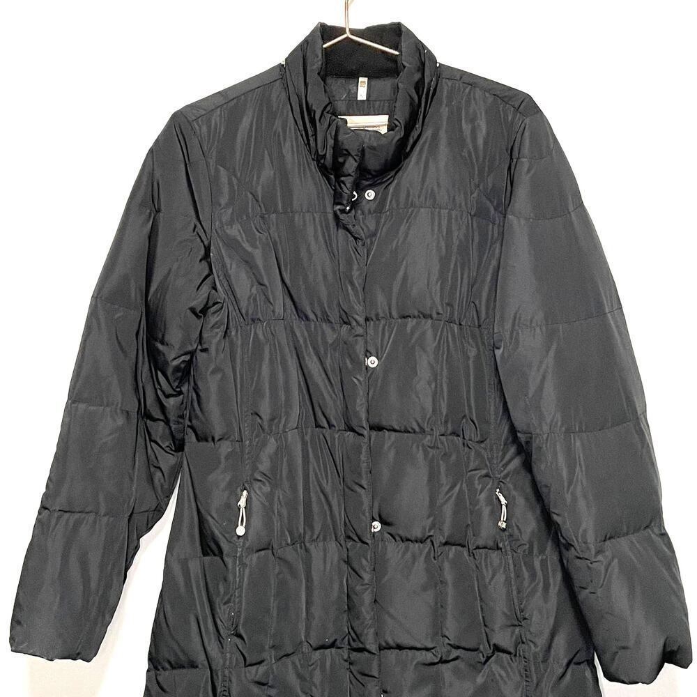 Eddie Bauer Womens Lodge Goose Down Quilted Black Parka without hood size Large